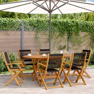 vidaXL Vidaxl - Sillas De Jard&iacute;n Reclinables 6 Uds Madera Maciza Acacia Negro