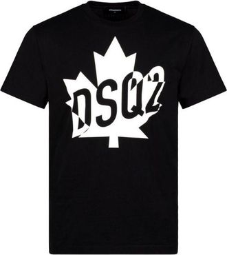 Dsquared2 Mens Mens DSQ2 Leaf T-shirt Black Cotton - Size Large