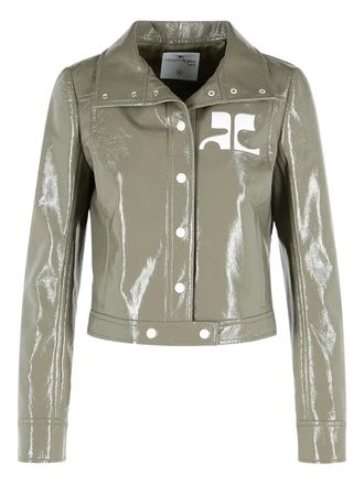 Courr&egrave;ges Reedition logo-detail jacket - women - Cotton/Polyurethane/Elastane - 36 - Grey