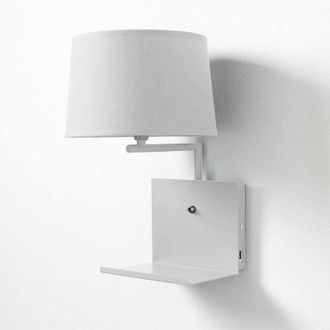 Oresteluchetta Aplique De Pared Usb En Metal Blanco Y Tela Hamie White