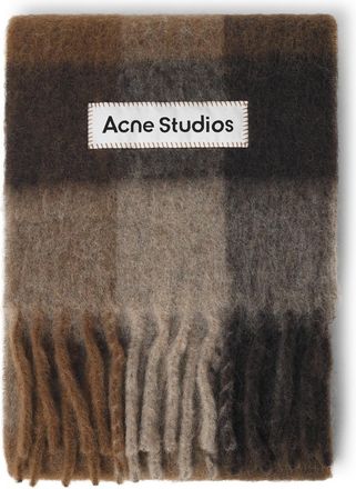Acne Studios Multicolor Check Fringed Alpaca-Blend Scarf