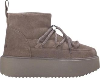 INUIKII Lage Platform Taupe Winterlaarzen - Dames - Winterlaarzen - Bruin - 40 EU - Leer - Schoenen