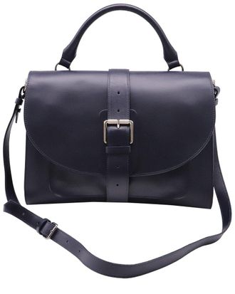 Proenza Schouler Navy Blue Leather Buckled Top Handle Bag (Authentic Pre- Loved)