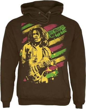 Bob Marley Mens Rebel Music Hoodie In Brown