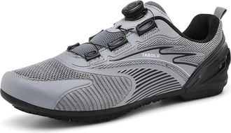 Generic Mens Cycling Sneaker Flat Pedal Mountain Bike Shoes Without Cleats Road Bicycle Shoes,Grey,8 UK