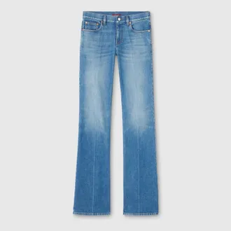 Gucci Flared Stretch Cotton Denim Pants, Blue, Ready-to-wear