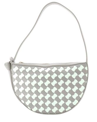 Bottega Veneta Grey Bicolor Wavy Pavimento Leather Sunrise Shoulder Bag Mini (Authentic Pre-Loved)