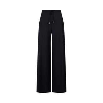 Max Mara Wide Trousers, female, Blue, Size: XS Corone Wool Canvas Jogging Trousers