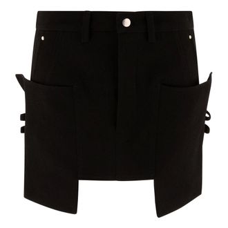 Rick Owens Rokken, Dames, Zwart, S, Wol, Stefan Zwarte Mini-Rok