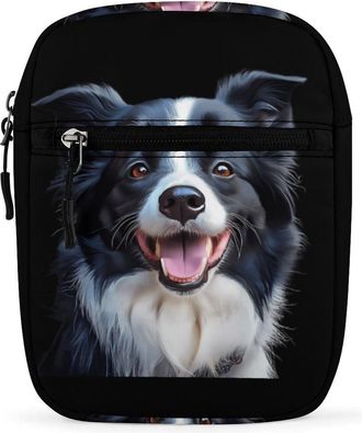 Generic Border Collie Happy Dog Trendy Crossbody Bag for Men Women Small Satchel Men Sling Adjustable Shoulder Strap Messenger