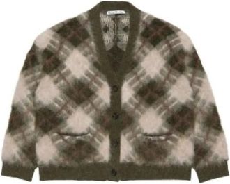 Acne Studios C&aacute;rdigan de punto con cuello en V de mohair suave y estampado de rombos intarsia - Knitwear - Mujer - Multicolor - S