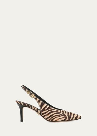 Veronica Beard Luciana 70MM Zebra-Print Calf Hair Slingback Pumps