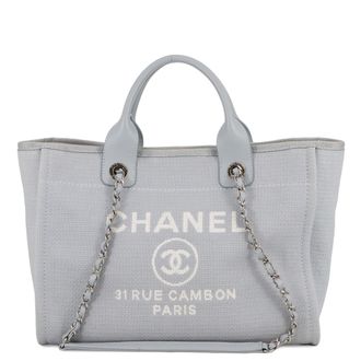 Chanel Light Blue Canvas Handbag Shopping Bag Tote Bag (Pre-Owned)