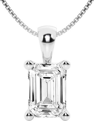 Grown Brilliance 2 Carat Emerald Lab Grown Diamond Solitaire Pendant in 14K White Gold, IGI Certified, Prong Set, E-F Color, VS Clarity