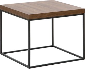 Beliani Beliani - Mesa Auxiliar Madera Oscura Negro 60 X 60 Cm Efecto Cemento Base De Metal Dorris