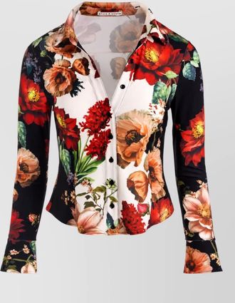 Alice & Olivia floral-print long-sleeve shirt