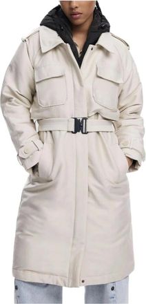 Desigual Jassen, Dames, Beige, M, Katoen, Beige Blazer met Riem en Zakken