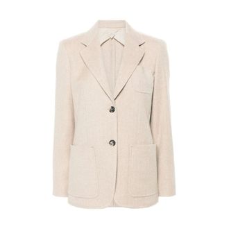 Max Mara Blazers, female, Beige, Size: L Cashmere Herringbone Jacket
