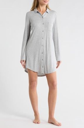 Nordstrom Rack Tranquility Button Front Nightshirt in Grey Heather at Nordstrom Rack, Size X-Small