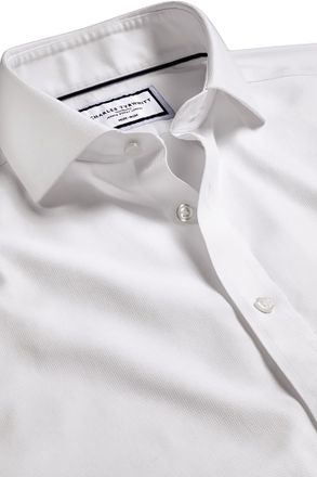 CHARLES TYRWHITT Non-Iron Clifton Weave Cutaway Slim Fit Shirt Single Cuff