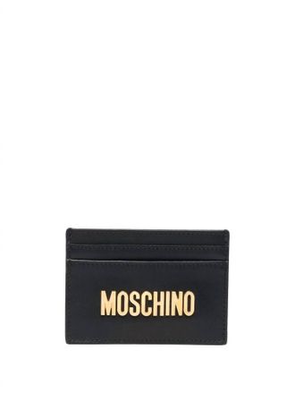 Moschino Womens Logo Plaque Card Holder In Black