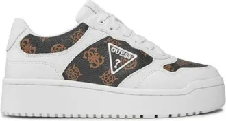 Guess Lace-Up Leren Sneakers - Dames - Sneakers - Wit - 36 EU - Leer - Schoenen