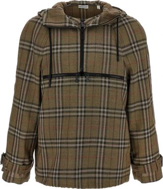 Burberry Geruite Overhemd met Capuchon - Heren - Zomerjassen - Veelkleurig - L - Jassen