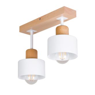 OEM L&aacute;mpara De Techo Blanca De Madera Y Metal De Estilo Escandinavo, 2xe27, Iluminaci&oacute;n Led Moderna Para Sal&oacute;n, Cocina, Dormitorio, Habitaci&oacute;n Infantil, L