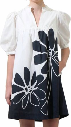 Sugarlips Womens Wisteria Floral Split Neck Dress In White Black
