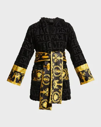 Versace I Heart Baroque Hooded Short Bathrobe