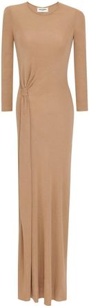 Saint Laurent knot-detail maxi dres - women - Viscose - 36 - Neutrals