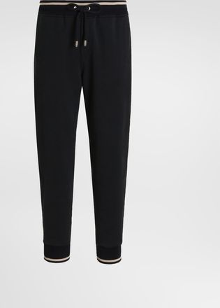 Dolce & Gabbana Cotton Jogging Trousers With Embroidery - Man Pants And Shorts Blue 52