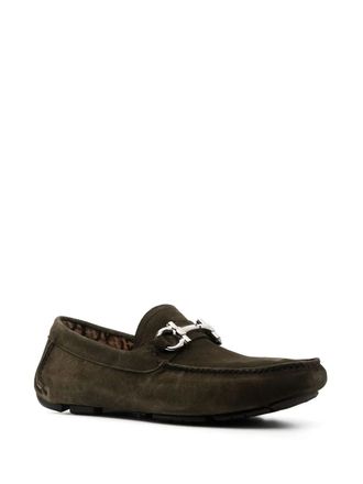 Ferragamo Suede Ornament Driver Loafer - Brown