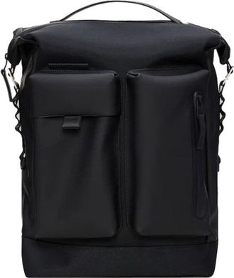Rains Black Roll-Top Backpack