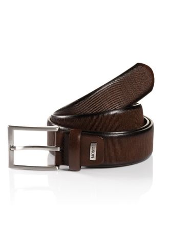 Monti Lederg&uuml;rtel MONTI SALZBURG, Herren, Gr. 11,5, braun, Materialmix, unifarben, G&uuml;rtel Lederg&uuml;rtel, mit silberfarbener Schliesse