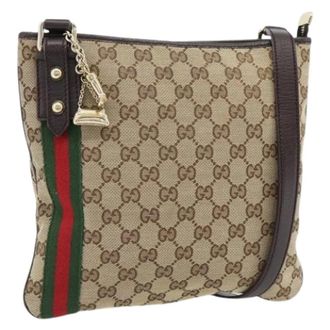 Gucci Pre-owned Cross Body Bags, female, Beige, Size: ONE SIZE Pre-owned Vintage GG Canvas Shoulder Bag