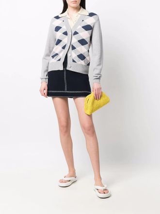 Barrie Contrast-Stitching Knit Denim Mini Skirt