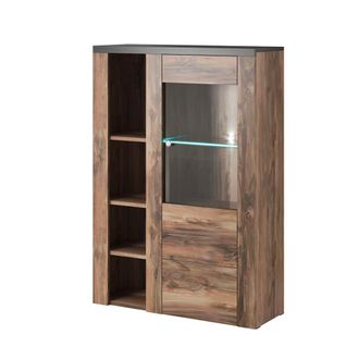 Petits Meubles Vajillero 1 puerta con led paneles de aglomerado madera oscura