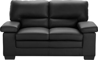 VENTE-UNIQUE.COM Sof&aacute; fijo piel 2 plazas negro 162x89cm