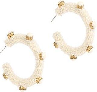 Deepa Gurnani Hayes Beaded Hoop Earrings in Ivory at Nordstrom Rack