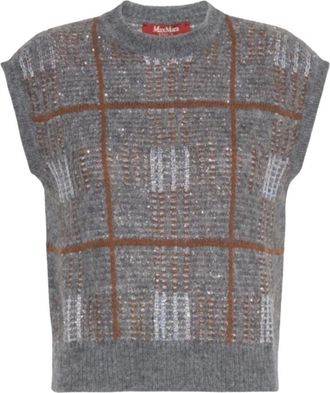 Max Mara Ronde hals gebreid - Dames - Ronde hals truien - Grijs - L - Truien & Vesten