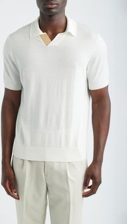 Canali Regular Fit Johnny Collar Polo in White at Nordstrom, Size 56