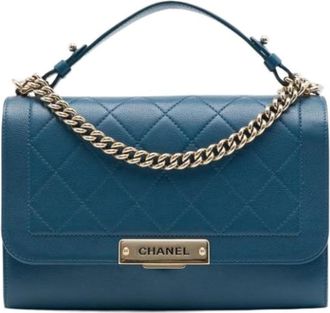 Chanel Pre-owned Satchel - Dames - Vintage Handtas - Blauw - ONE Size - Leer - Vintage