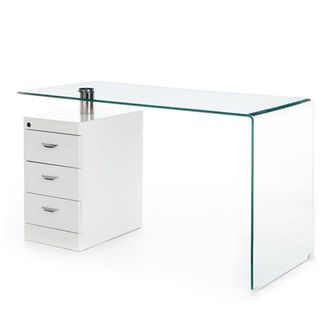 Oresteluchetta Escritorio con cajonera de cristal transparente al.75xl.125xp.65 cm