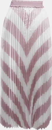 Maje White/pink Striped Plisse Midi Skirt