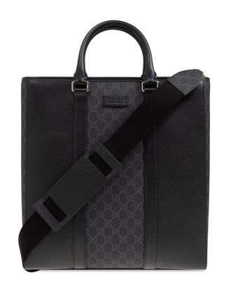 Gucci Double G tote bag - men - Cotton/Canvas/Calf Leather/Linen/Flax - One Size - Black