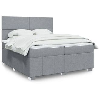 vidaXL Vidaxl - Cama Box Spring Con Colch&oacute;n Tela Gris Claro 200x200 Cm