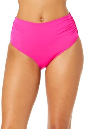 Anne Cole Womens Live In Color Solid Convertible High Waist Shirred Swim Bottom in Orchid at Nordstrom, Size X-Small