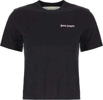 Palm Angels Classic Logo Fitted Tee - Dames - T-shirts - Zwart - XS - Katoen - Tops