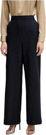 Joseph Ribkoff Broek met wijde pijpen en textuur - Dames - Wijde Broeken - Blauw - 5XL - Polyester - Broeken